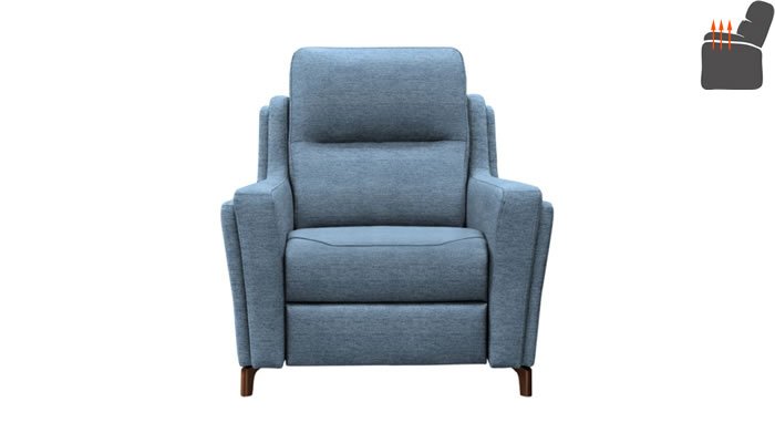 Parker Knoll Portland Armchair Heated Seat Coniston Blue Mahogany Leg